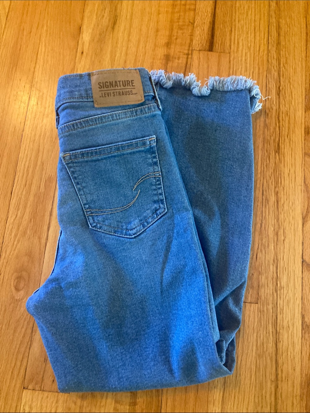 Signature by Levi Strauss Mid Blue Frayed Hem Kids Denim Jeans